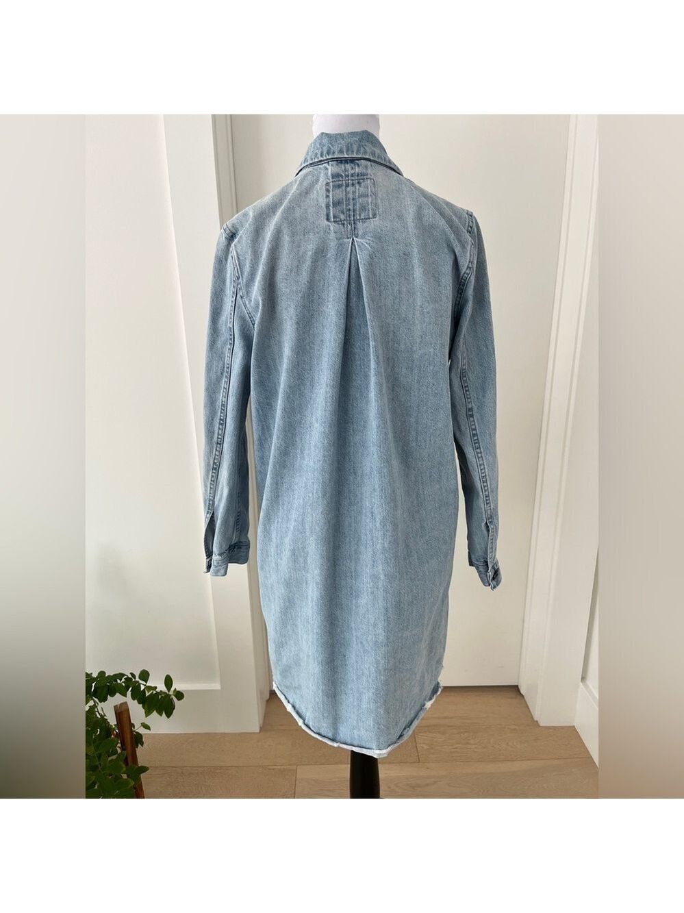 LEVI'S Josette Duster Long Coat Button Front Distressed Raw Hem Western Casual - Picture 4 of 17